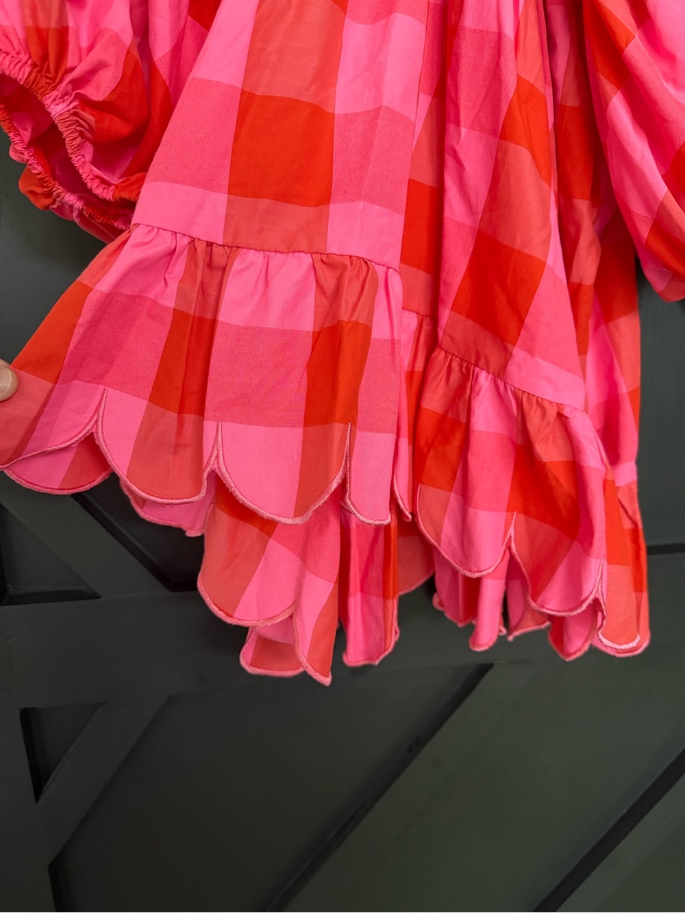 Sundress Paris Marine Dress in Big Gingham Red And Pink, Size L/XL - Picture 8 of 14